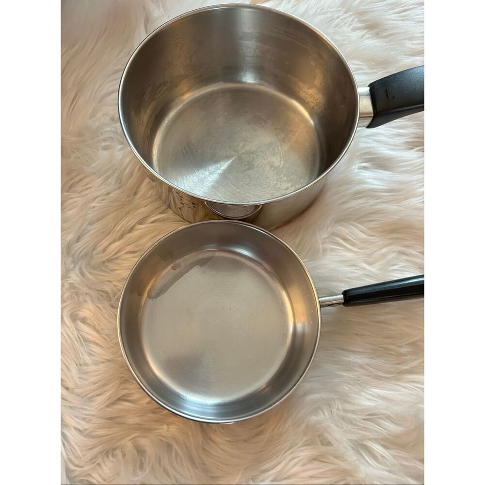 REVERE WARE Set Of 2 Copper Bottom 2 Quart Pot & 3/4 quart pot